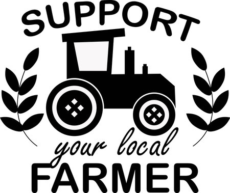 Support your local farmer on white background. Farm Vector illustrationのイラスト素材