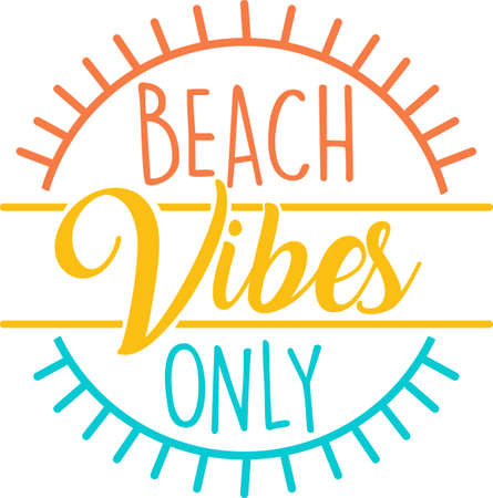Beach vibes only on the white background. Vector illustrationのイラスト素材