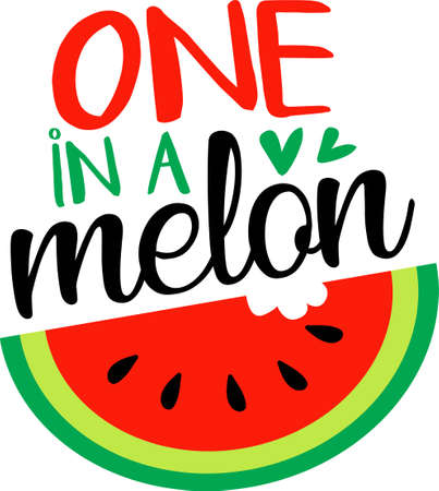 One in a melon on the white background. Vector illustrationのイラスト素材
