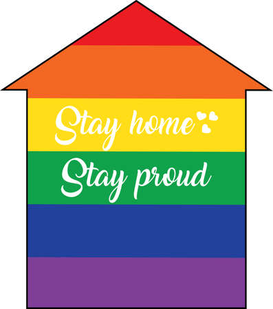 Stay home Stay proud on the white background. Vector illustrationのイラスト素材