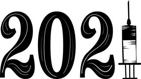2021 quote. Syringe black vector. vaccine quote vectorのイラスト素材