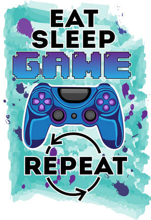 Eat Sleep Game Repeat print. Joystick sublimationのイラスト素材