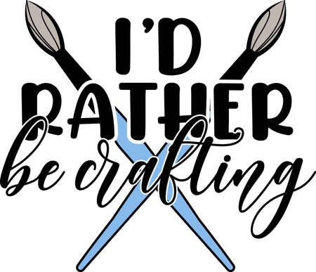 Id rather be crafting. Vector lettering, motivational quote for handicraft market.のイラスト素材