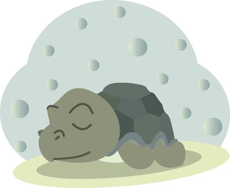 Cute cartoon flat vector sleeping baby turtleのイラスト素材