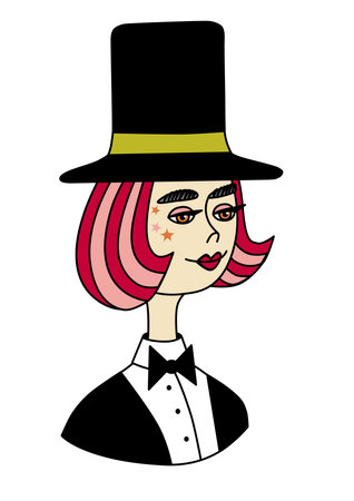 Vector carnival circus set characters for children and family holidays, party. Clowns, magicians, illusionists, acrobats in a fancy dresses. Good for posters, postcards, invitationsのイラスト素材