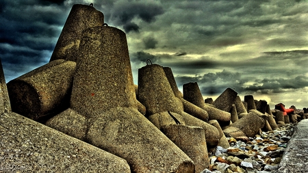 Panzerperren on the Polish east coastの写真素材