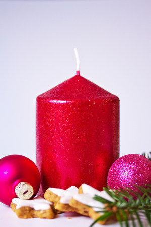 red christmas candleの写真素材