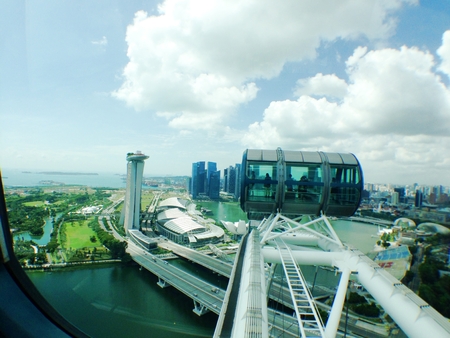 SINGAPORE - Aug 9, 2016: People at Singapore Flyer. Singapore Flyer is the world biggest ferries...