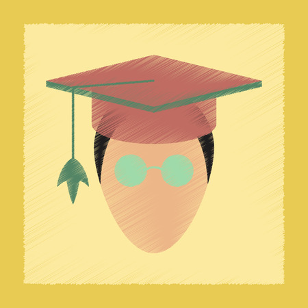 flat shading style icon school scientist glassesのイラスト素材