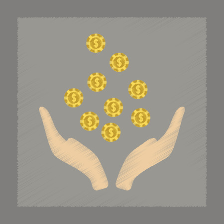 flat shading style icon poker coins in handのイラスト素材