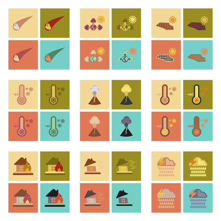 assembly of flat icons natural danger disastersのイラスト素材