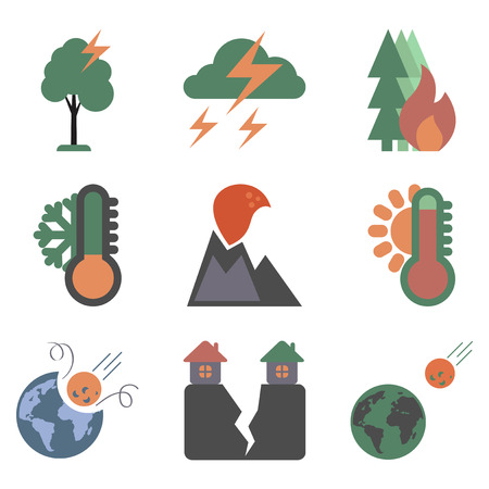 assembly of flat icons natural danger disastersのイラスト素材
