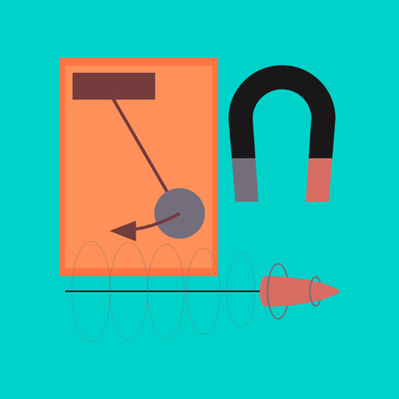 flat icon on stylish background school Physics lesson magnetのイラスト素材