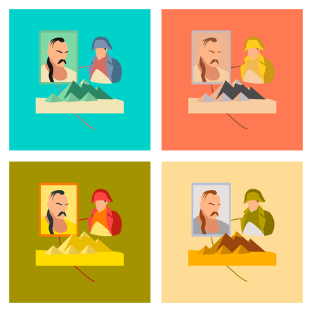 assembly flat icons school History Lesson pyramidのイラスト素材