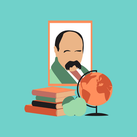 flat icon on stylish background school Ukrainian literature lessonのイラスト素材