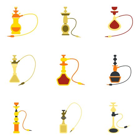 assembly of flat icons Eastern smoke hookahのイラスト素材