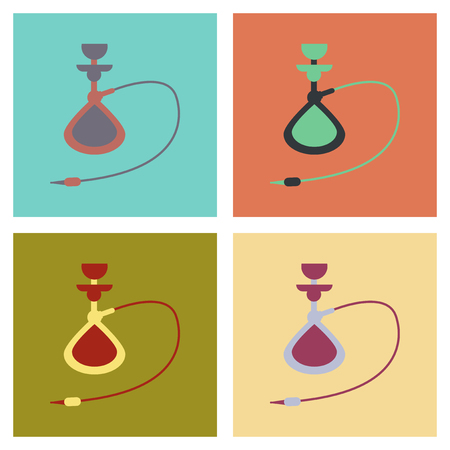 assembly of flat icons Eastern smoke hookahのイラスト素材