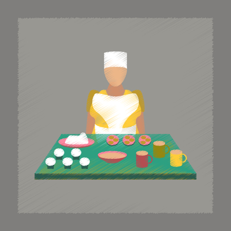 flat shading style icon education school cookのイラスト素材