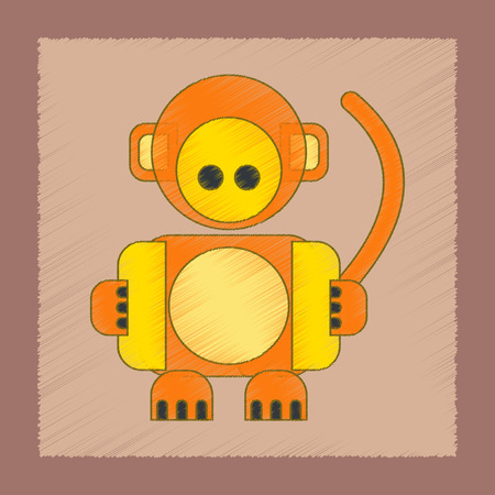 flat shading style icon Kids toy monkeyのイラスト素材