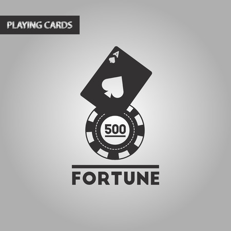 black and white style poker Fortune chip cardのイラスト素材