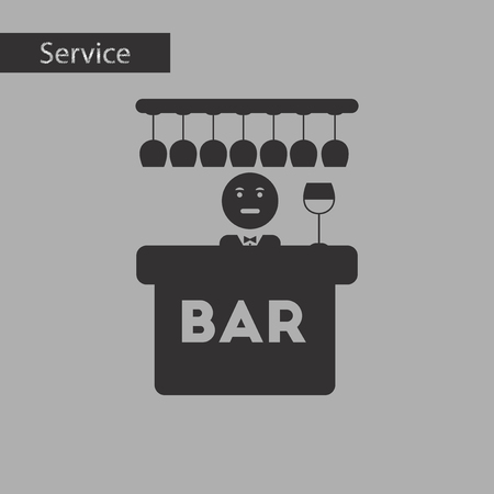 black and white style icon poker bar bartenderのイラスト素材