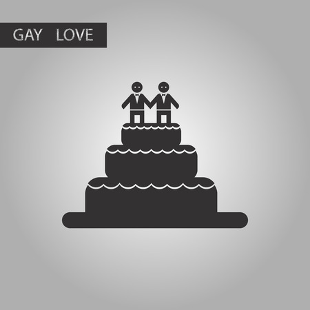 black and white style icon gay wedding cakeのイラスト素材
