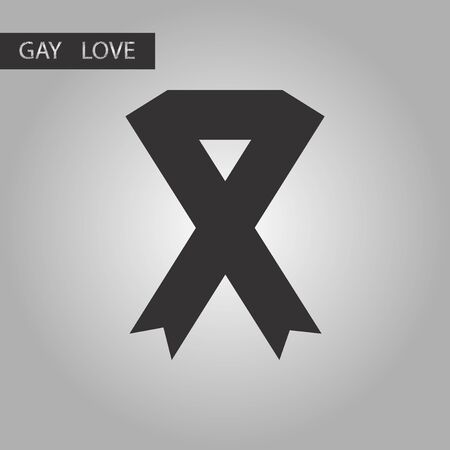 black and white style icon HIV ribbonのイラスト素材