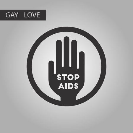 black and white style icon Stop AIDS symbolのイラスト素材