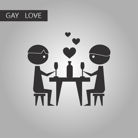 black and white style icon gays romantic dinnerのイラスト素材