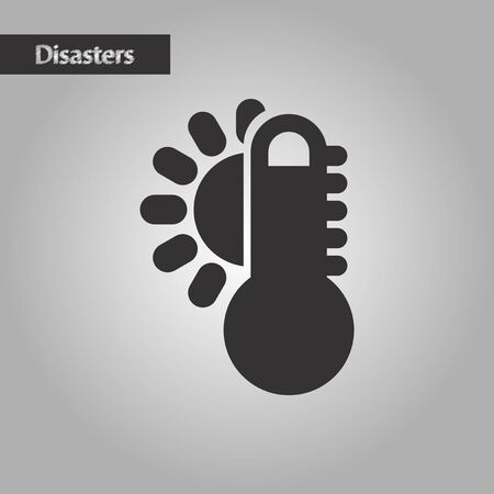 black and white style nature thermometer hot weatherのイラスト素材