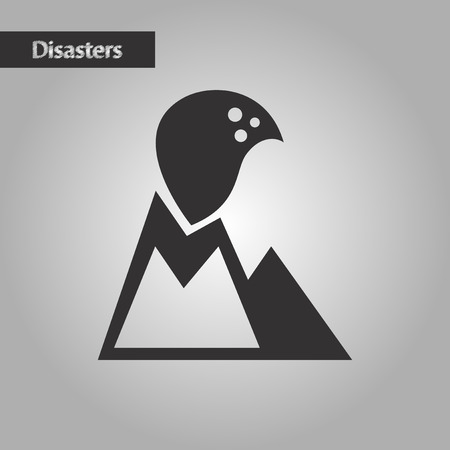 black and white style nature volcano eruptingのイラスト素材