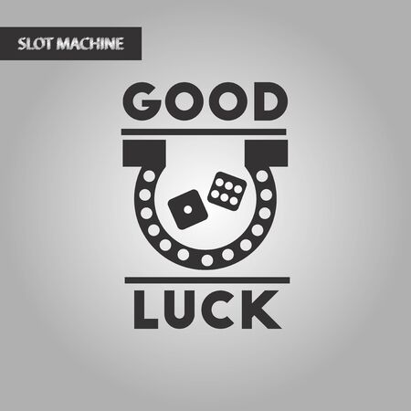 black and white style poker good luck logoのイラスト素材
