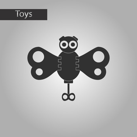 black and white style Kids toy butterflyのイラスト素材