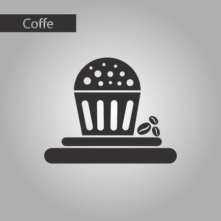 black and white style icon coffee chocolate cakeのイラスト素材