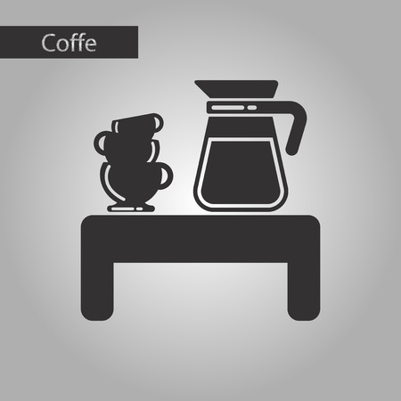 black and white style icon coffee cup of coffee tableのイラスト素材