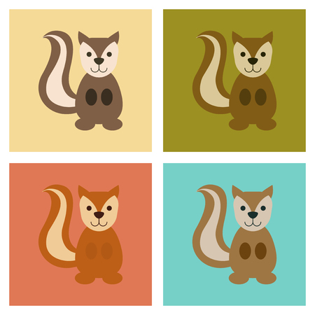 assembly of flat icons nature cartoon squirrelのイラスト素材