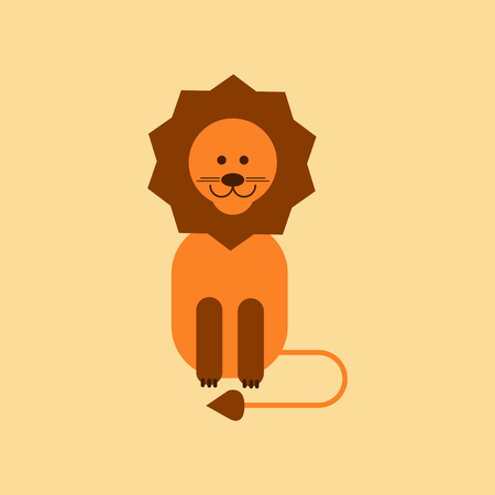 flat icon on stylish background cartoon lionのイラスト素材