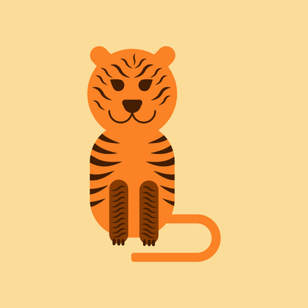 flat icon on stylish background cartoon tigerのイラスト素材