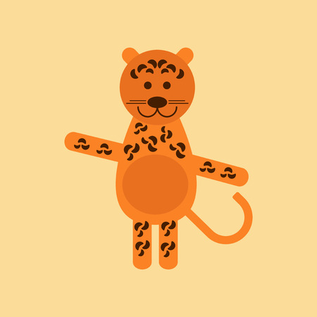 flat icon on stylish background cartoon leopardのイラスト素材