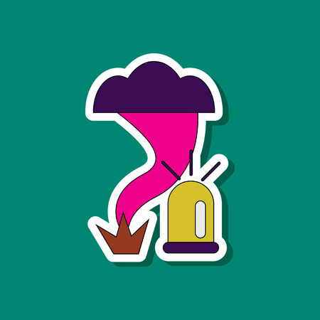 paper sticker on stylish background of tornado alarm lampのイラスト素材