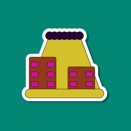 paper sticker on stylish background of tsunami cityのイラスト素材