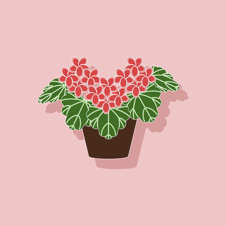 paper sticker on stylish background of plant Pelargoniumのイラスト素材