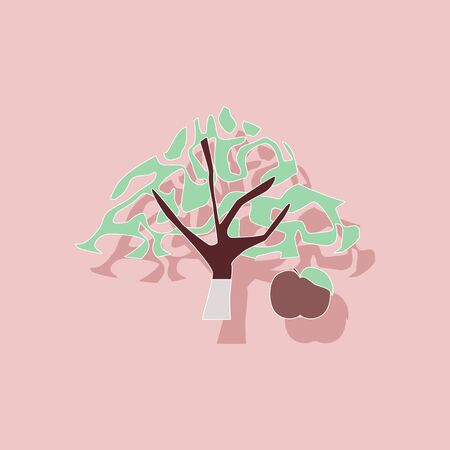 paper sticker on stylish background of plant Malusのイラスト素材