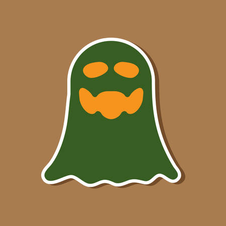 paper sticker on stylish background of Halloween ghostのイラスト素材