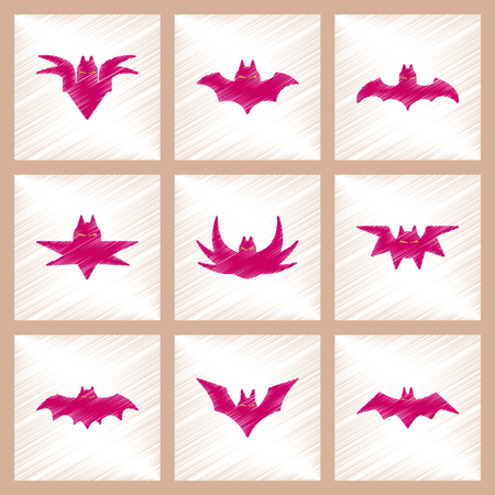 assembly flat shading style icons of halloween batのイラスト素材