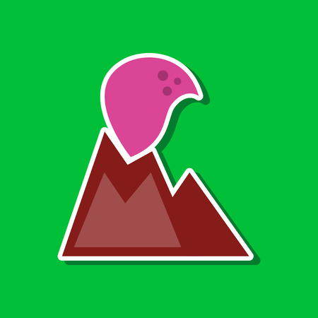 paper sticker on stylish background nature volcano eruptingのイラスト素材