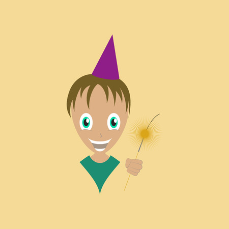 flat illustration on stylish background of child sparklerのイラスト素材