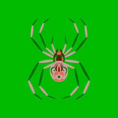 flat illustration on stylish background of halloween spiderのイラスト素材
