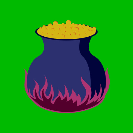 flat illustration on stylish background of potion cauldronのイラスト素材