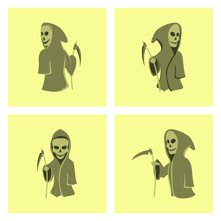 assembly of flat illustration halloween death scytheのイラスト素材